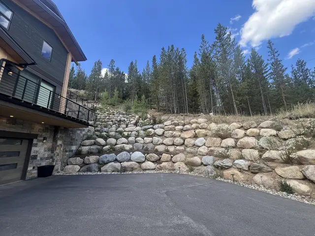Completed stone retaining walls